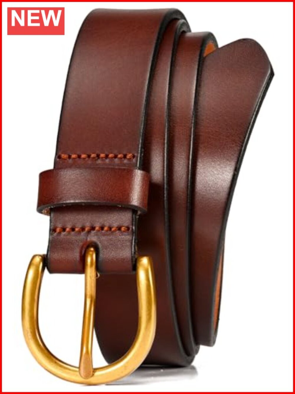 Full Grain Italian Leather Belt 1.1" Gold Buckle Dress Jeans